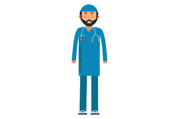 Bearded Doctor Character. Medical Worker
