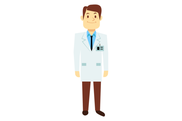 Man in Lab Coat. Medical Scientist Carto