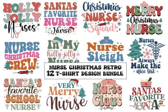 Nurse Christmas Retro Design Bundle