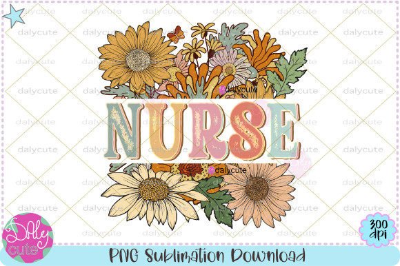 Nurse Floral Boutique Retro Spring PNG