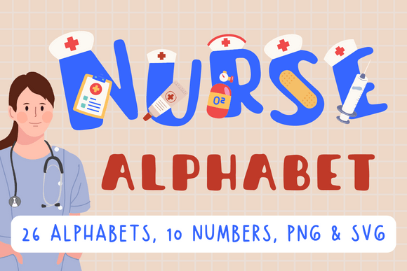 Nurse Medical Alphabet Letters Clipart