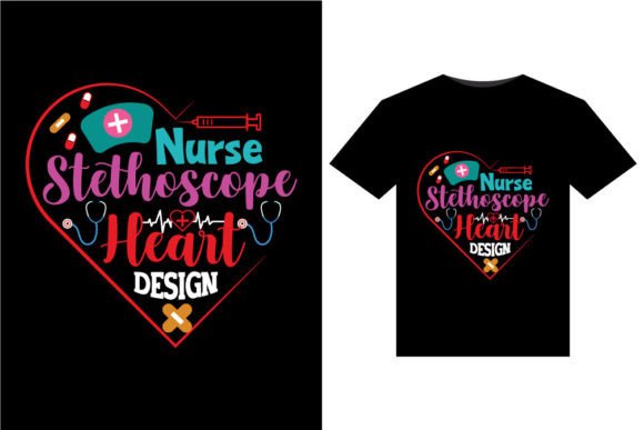 Nurse Stethoscope Heart T-Shirts Design
